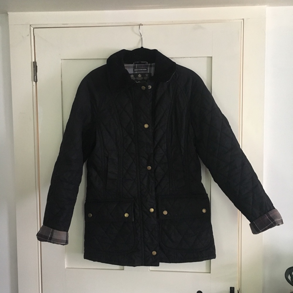 Barbour Waxed Coated black coat UK 8 US 4